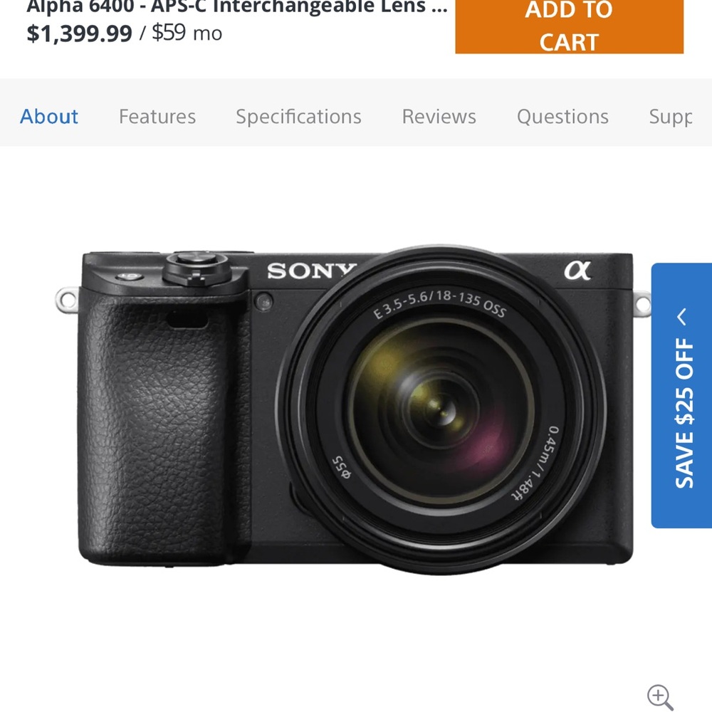 Sony Alpha 6400 Black Digital Camera